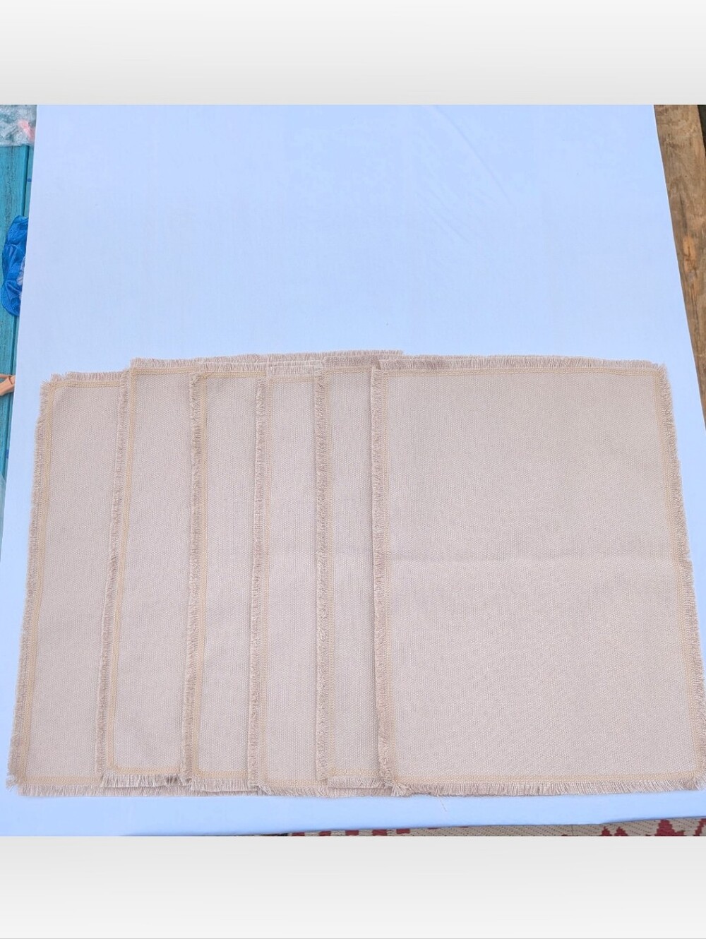 Rinpon NWT Boho Linen-Style Fringed Placemats Set Of Six